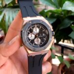 Audemars Piguet Chronograph Rosegold Case Black Bezel First Copy Watch