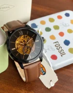 Fossil Brown Skeleton Dial First Copy Watch