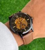 Fossil Brown Skeleton Dial First Copy Watch - Image 3