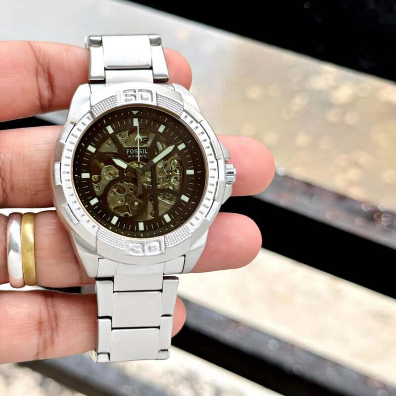 Fossil-Bronson-Automatic-Silver-44mm-Watch-1-laziofy Fossil Bronson Automatic Silver 44mm Watch - Image 1
