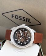 Fossil Bronson Automatic Silver Black Leather Watch - Image 4