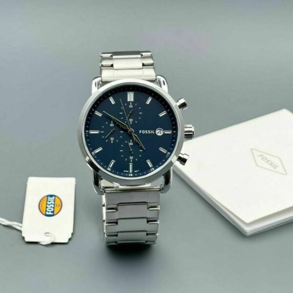 Fossil FS Chronograph Silver and Blue Dial First Copy Watch