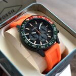 Fossil Grant Chronograph Watch with Orange Strap - Image 2