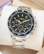 Fossil Grant Silver Black Chronograph Timepiece