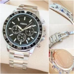 Fossil Grant Silver Black Chronograph Timepiece - Image 2