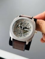 Fossil Modern Machine LiteHide Silver 45mm First Copy Watch