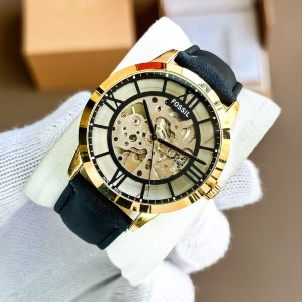 Fossil Townsman Golden Skeleton Automatic First Copy Watch