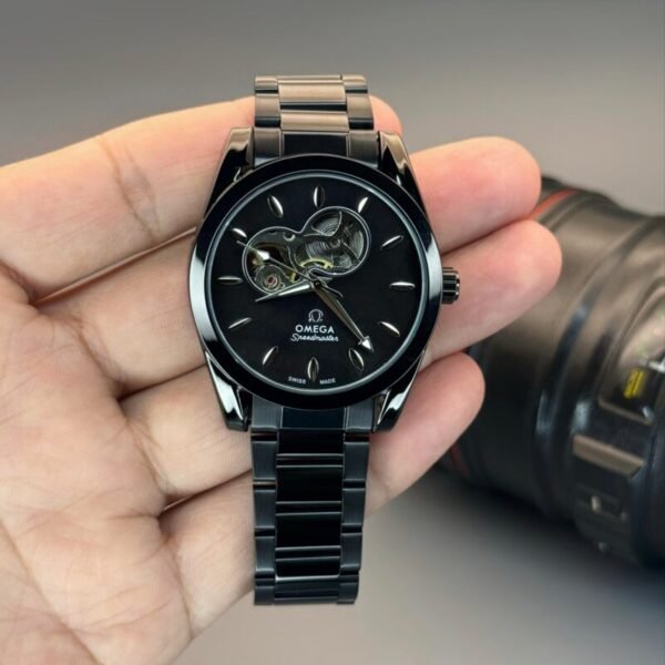 Omega Automatic Black Open Heart Firstr Copy Watch
