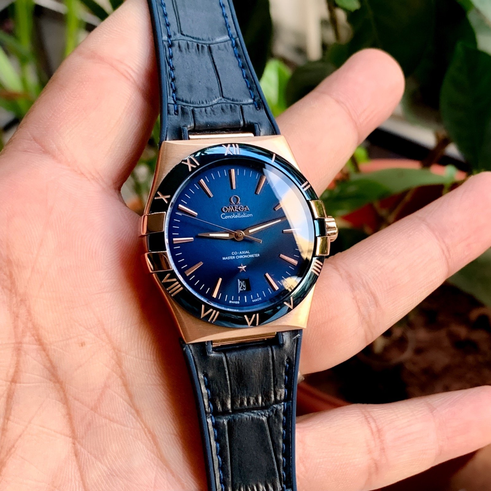 Omega-Constellation-Co-Axial-Blue-Dial-Rose-Gold-Watch-1-laziofy Omega Constellation Co-Axial Blue Dial Rose Gold First Copy Watch - Image 1