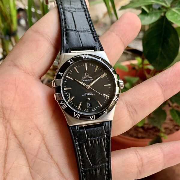 Omega Constellation Co-Axial Silver Bezel Black Dial First Copy Watch