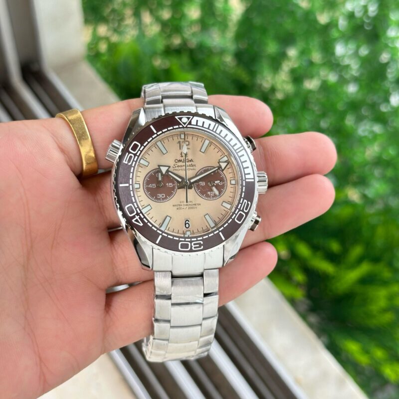 Omega-Seamaster-Planet-Ocean-600M-Beige-Dial-Watch-1-laziofy Omega Seamaster Planet Ocean 600M Beige Dial Watch - Image 1