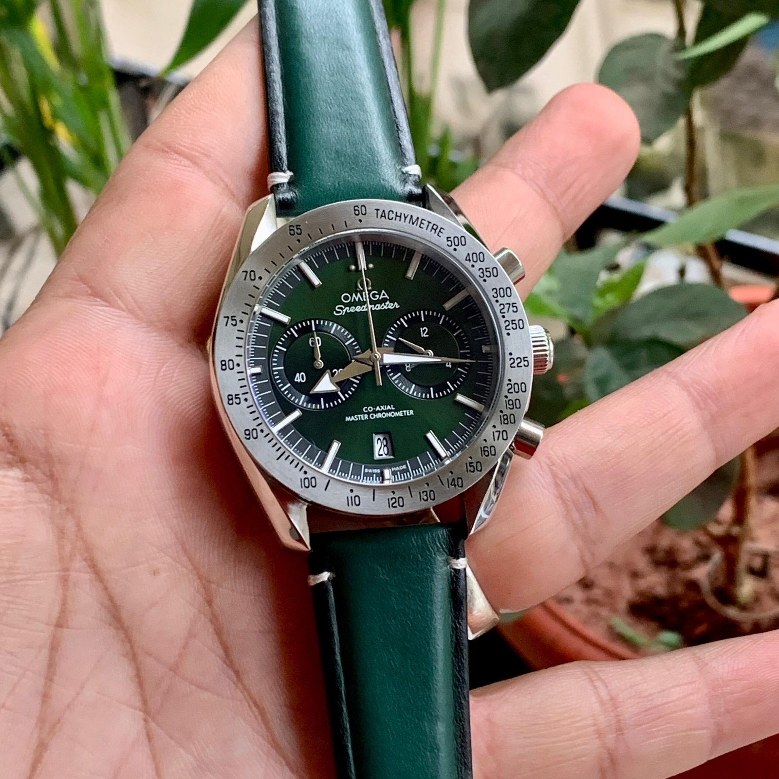 Omega-Speedmaster-57-Co-Axial-Green-Chronograph-Watch-1-laziofy Omega Speedmaster 57 Co-Axial Green Chronograph Watch - Image 1