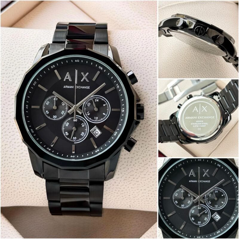 Armani-Exchange-Mens-Stylish-Black-Chronograph-Watch-AX1722-1-laziofy Armani Exchange Men's Stylish Black Chronograph Watch AX1722 - Image 1