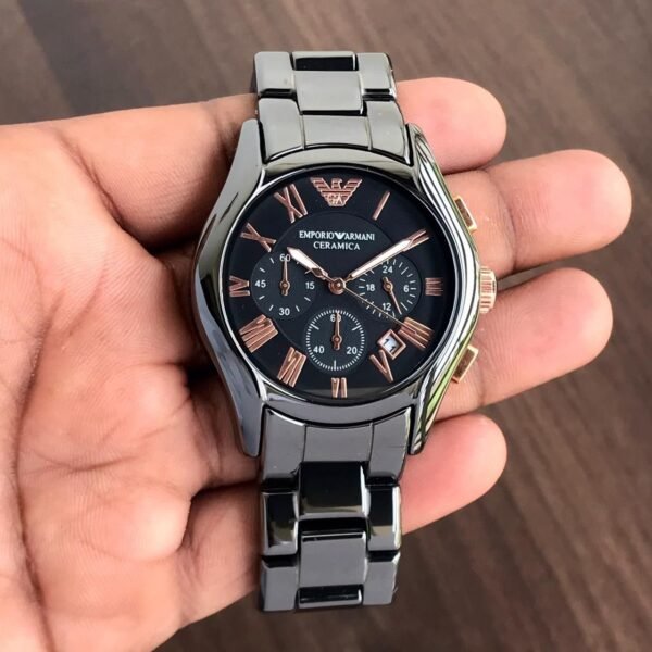 Emporio Armani Black Dial Ceramic Watch