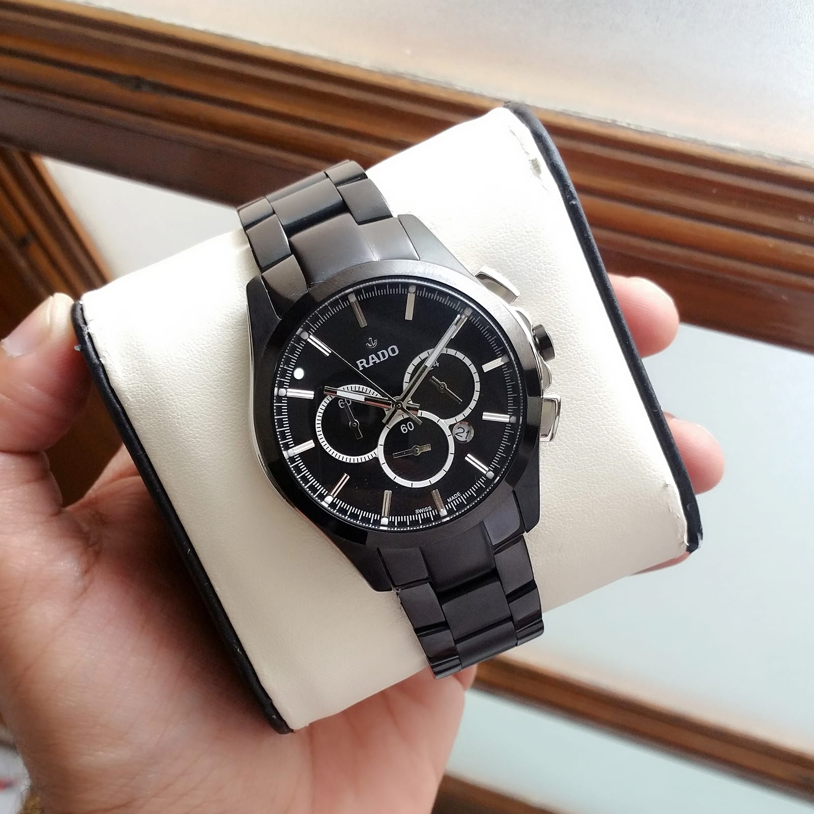 Rado-Ceramic-Chronograph-Black-Watch-1-laziofy Rado Ceramic Chronograph Black Watch - Image 1