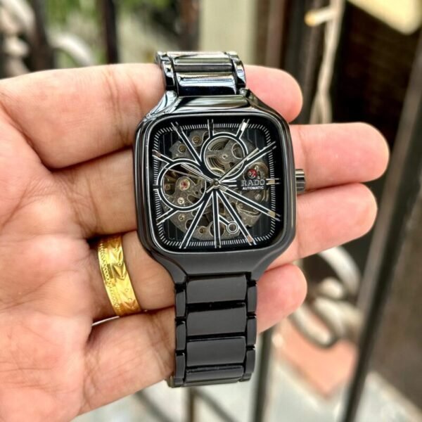 Rado True Square Skeleton Black Dial Watch